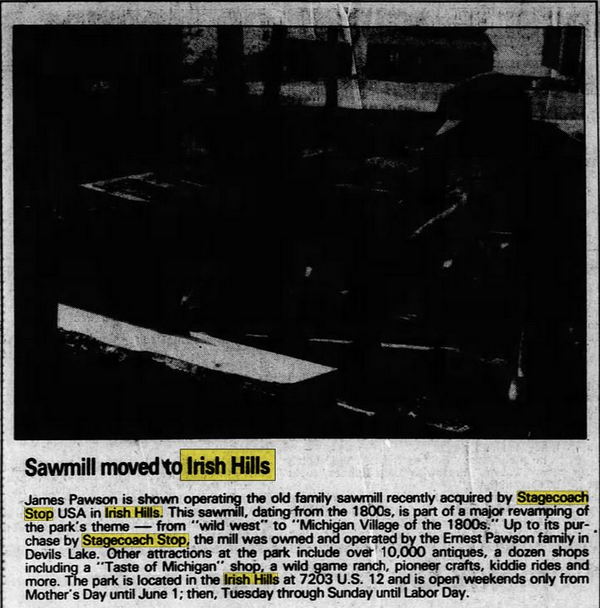 Stagecoach Stop - May 1988 Sawmill Acquired